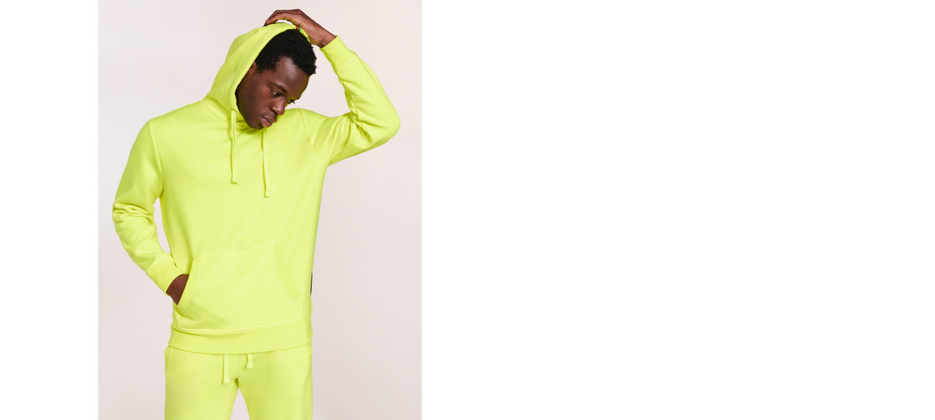 Bright yellow store hoodie mens