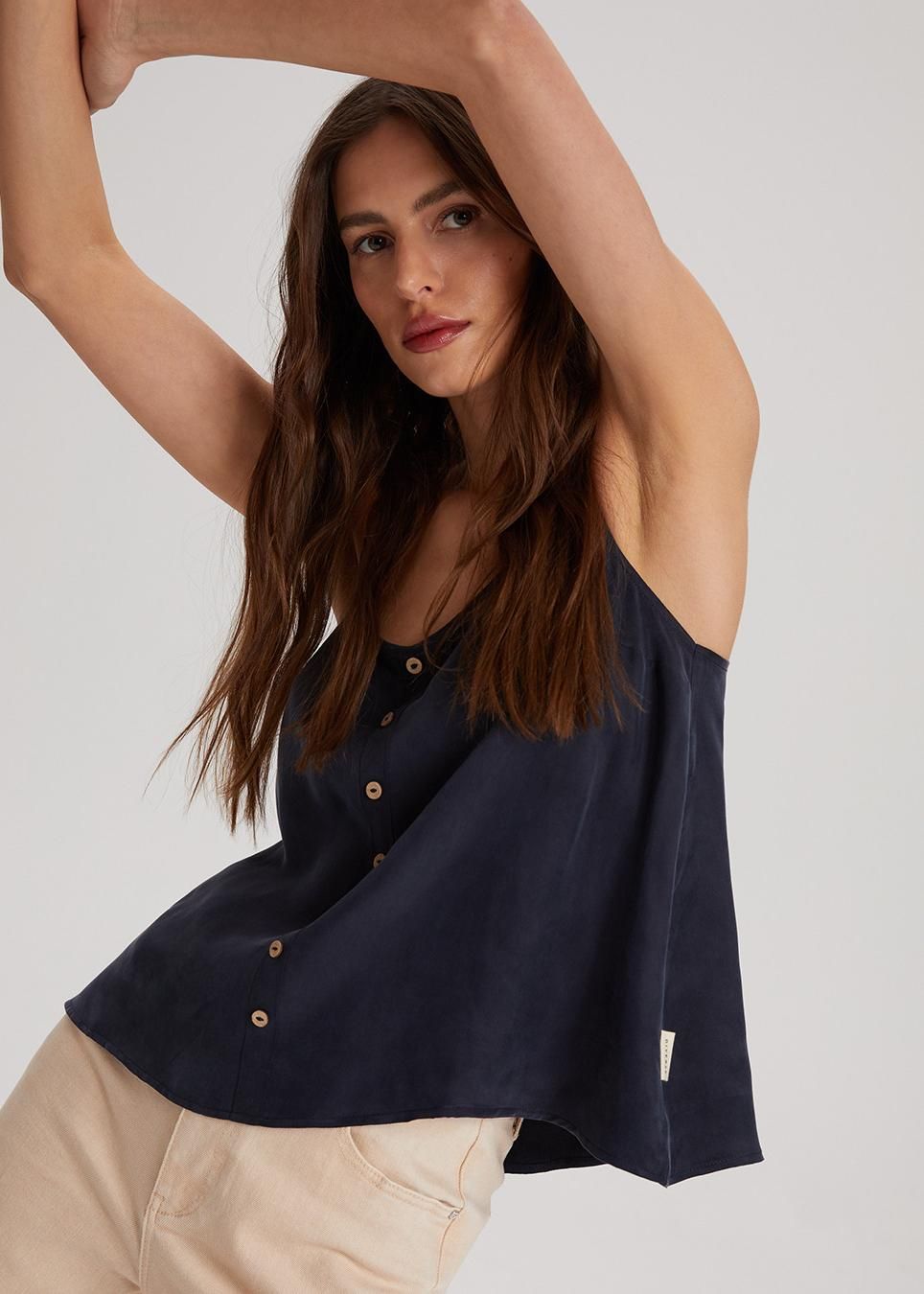 Women's loose top on thin straps - Diverse