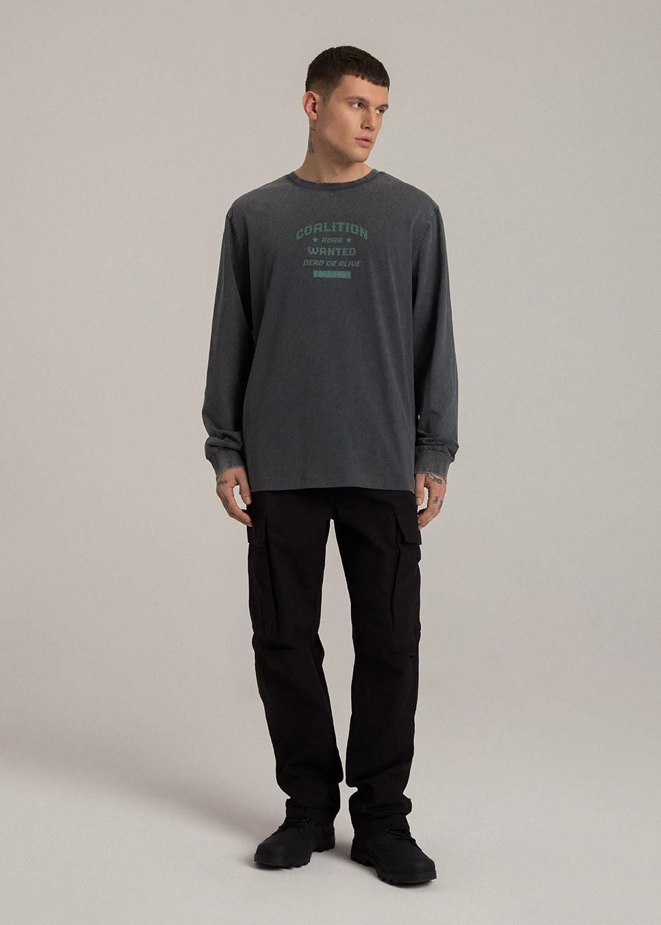 【SATIIIZ】Fourville nylon cargo pants Contrast Stitched Nylon Cargo Flared Pants - Black | Fashion