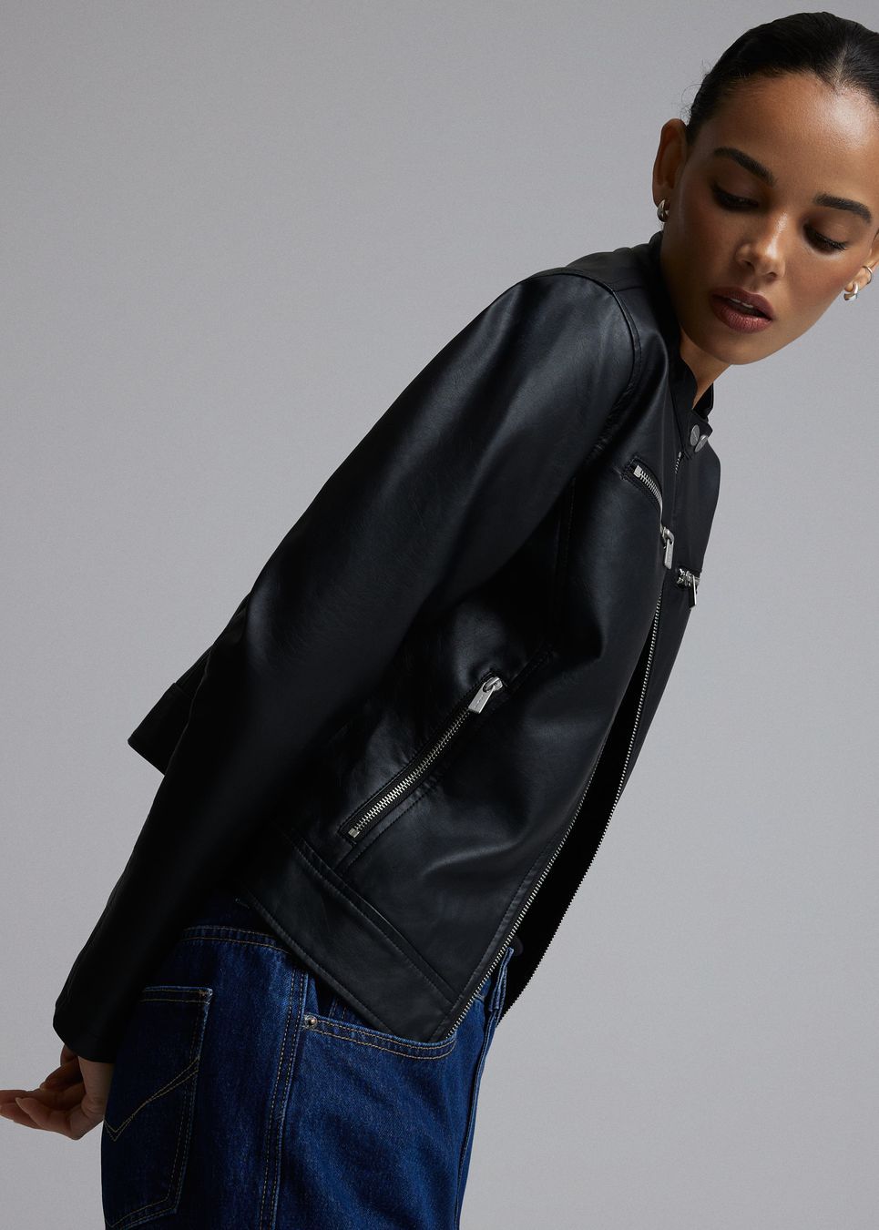 Women's imitation leather jacket - Diverse