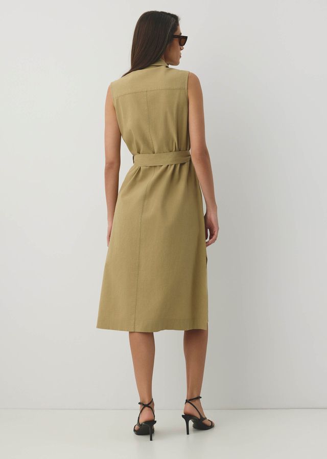 olive green safari dress Petite Short Sleeve Safari Style Dress Portabella / PL
