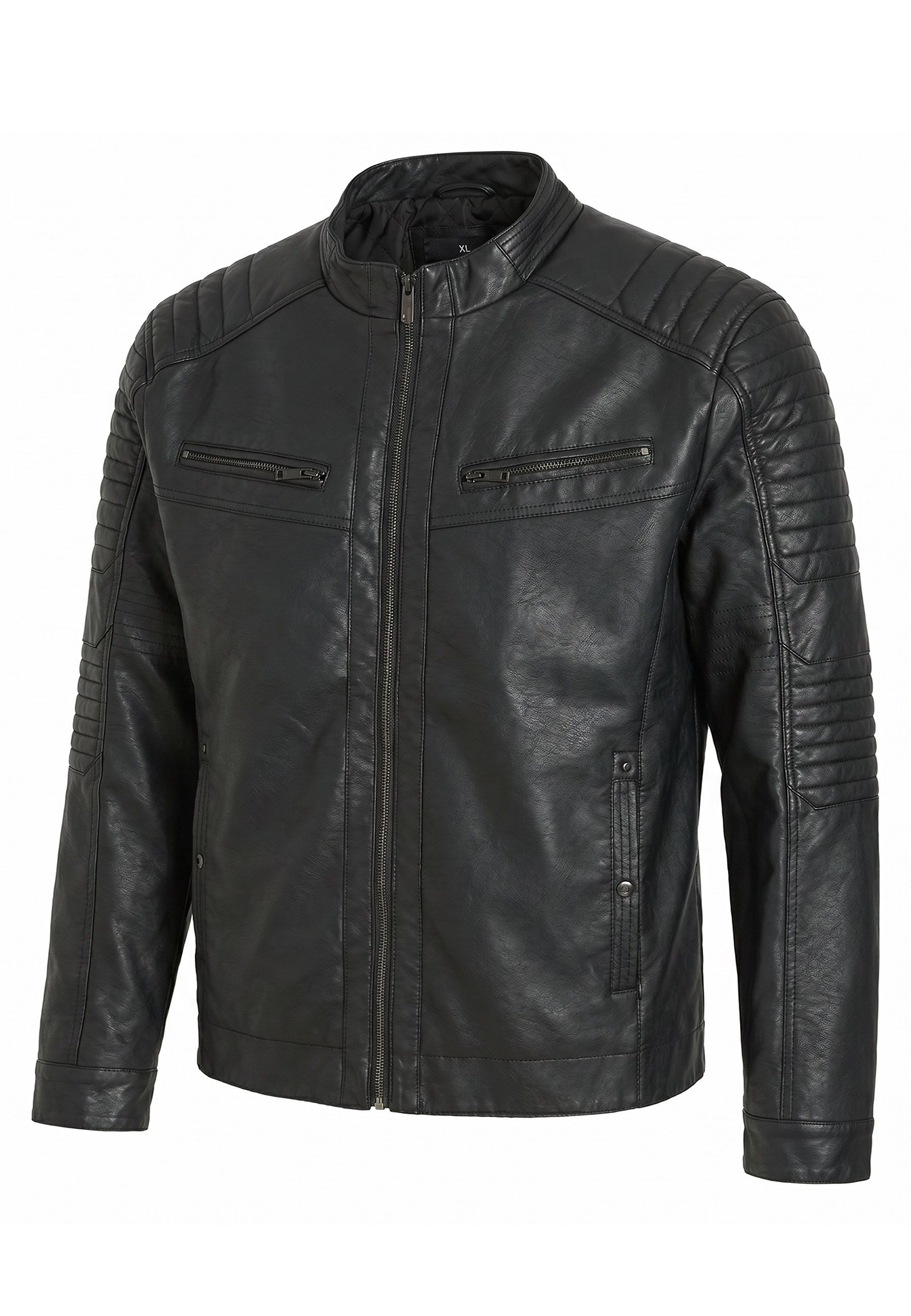 Black imitation leather jacket - Diverse