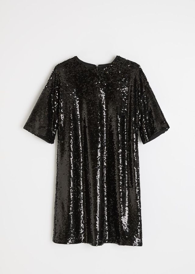 princess polly baby blue dress Birthday Queen Sequin Shirt Dress - Black/Silver