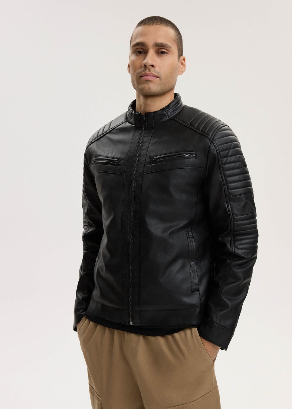 Men's imitation leather jacket - Diverse