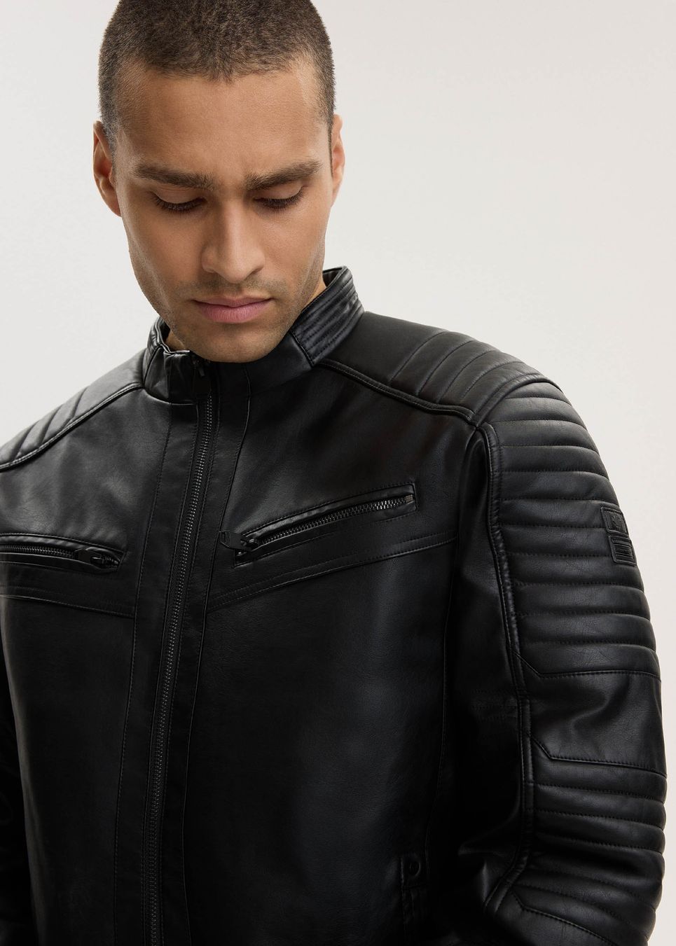 Men's imitation leather jacket - Diverse