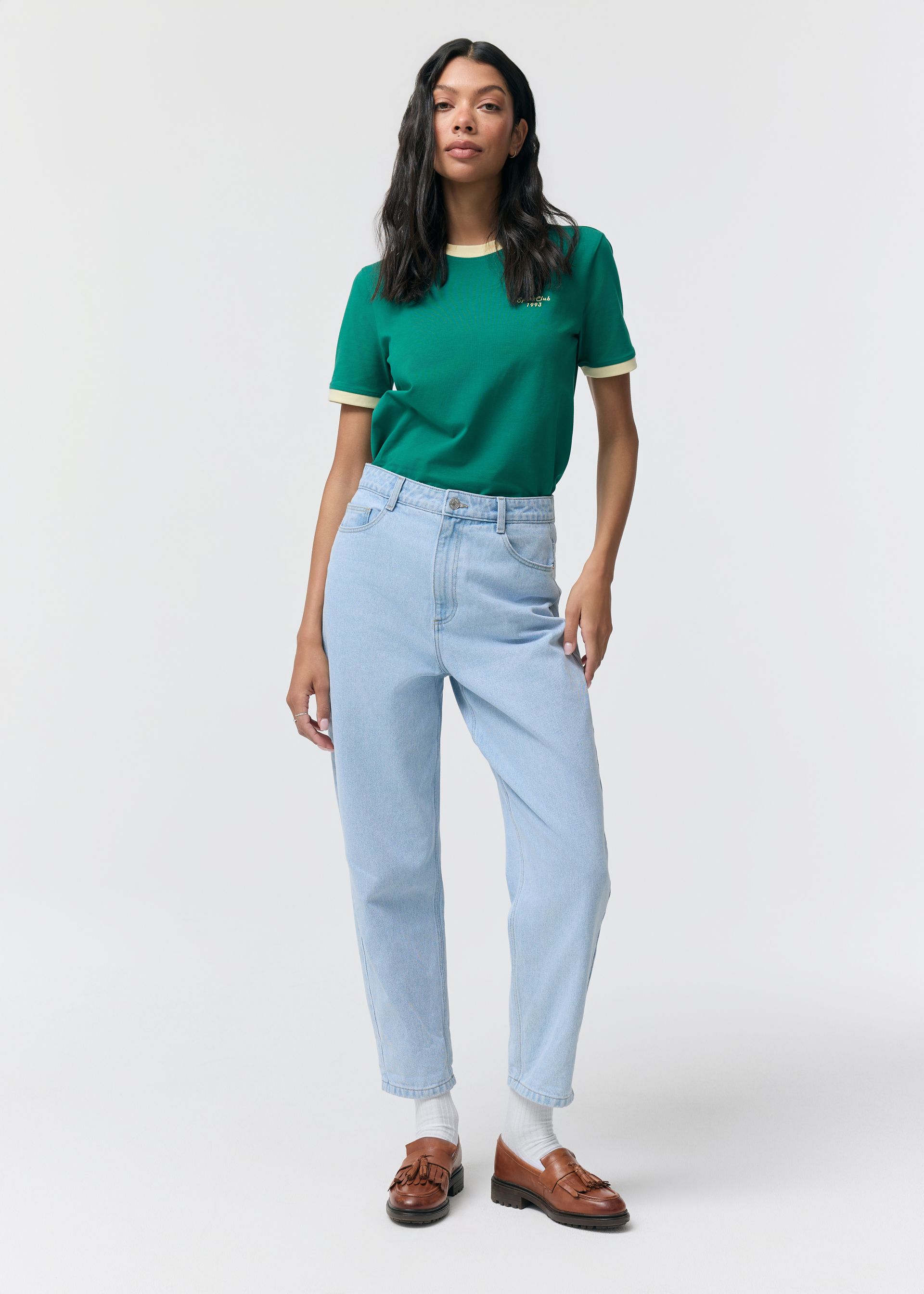 Women's T-shirt with contrasting ribbing - Diverse