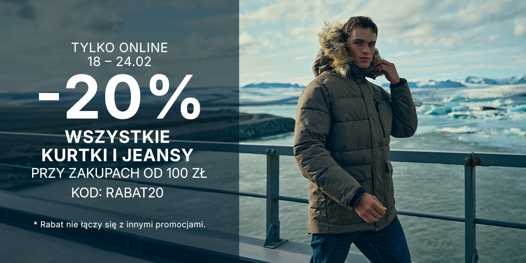 20% rabatu na kurtki i spodnie jeansowe do zakupów od 100 zł