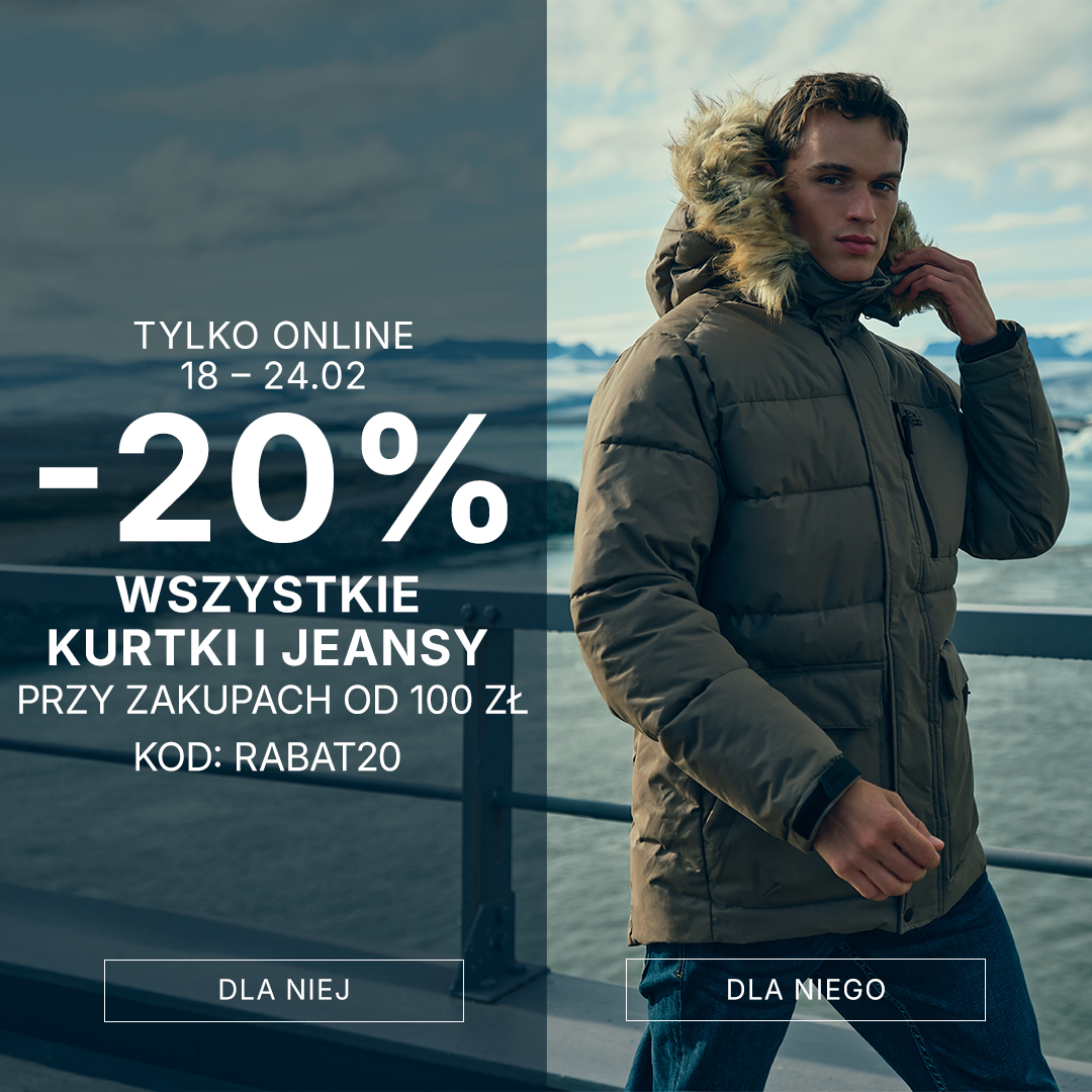 20% rabatu na kurtki i spodnie jeansowe do zakupów od 100 zł